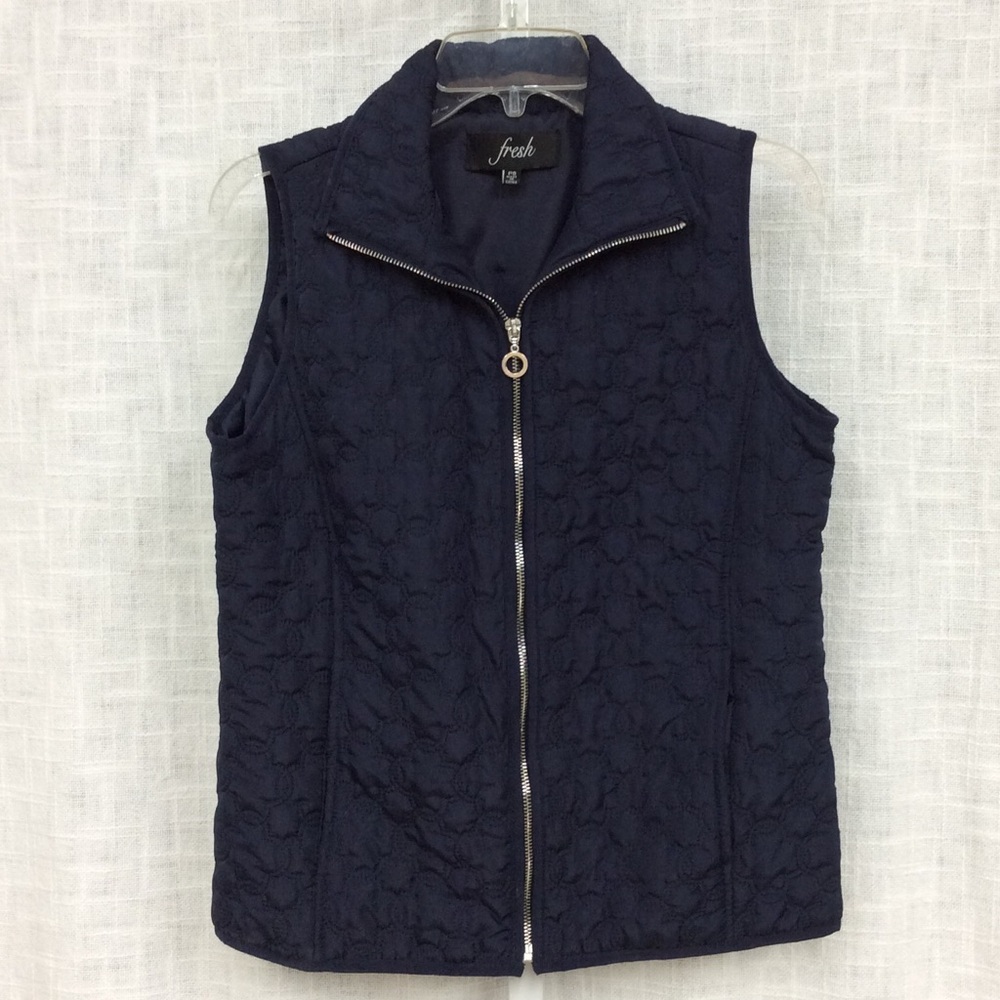 Fresh Petite Small Navy Quilted Puffer Vest